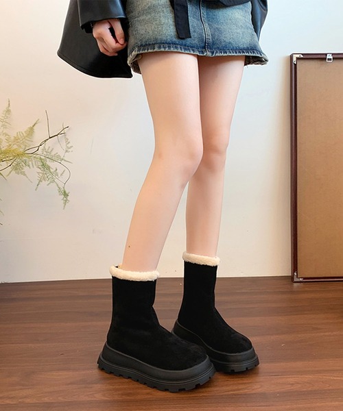 shoes365(シューズスリーシックスファイヴ)の「厚底ショートムートンブーツ (AW)(ブーツ・レディース・ブラック/ブラウン/ベージュ・23.0cm/23.5cm/24.0cm/24.5cm/25.0cm)」の8枚目の写真