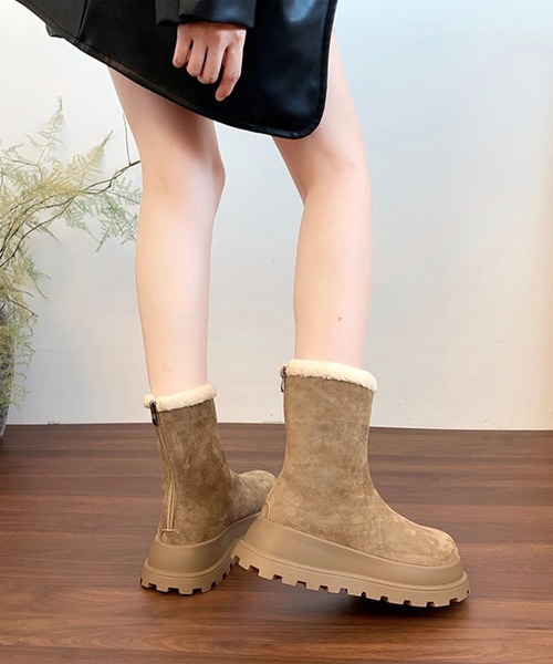 shoes365(シューズスリーシックスファイヴ)の「厚底ショートムートンブーツ (AW)(ブーツ・レディース・ブラック/ブラウン/ベージュ・23.0cm/23.5cm/24.0cm/24.5cm/25.0cm)」の10枚目の写真