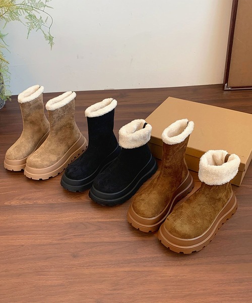 shoes365(シューズスリーシックスファイヴ)の「厚底ショートムートンブーツ (AW)(ブーツ・レディース・ブラック/ブラウン/ベージュ・23.0cm/23.5cm/24.0cm/24.5cm/25.0cm)」の12枚目の写真