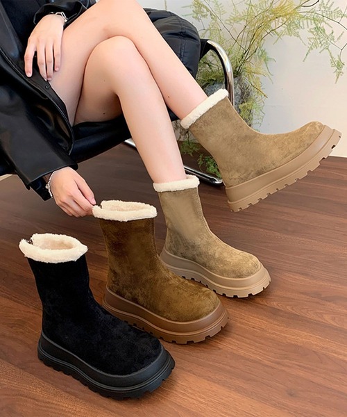 shoes365(シューズスリーシックスファイヴ)の「厚底ショートムートンブーツ (AW)(ブーツ・レディース・ブラック/ブラウン/ベージュ・23.0cm/23.5cm/24.0cm/24.5cm/25.0cm)」の13枚目の写真