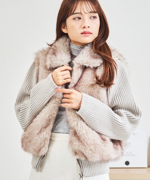 MISCH MASCH（ミッシュマッシュ）の「一部店舗限定 袖取り外しファーベスト（ベスト・レディース・アイボリー/モカ・ﾌﾘ-）」の11枚目の写真