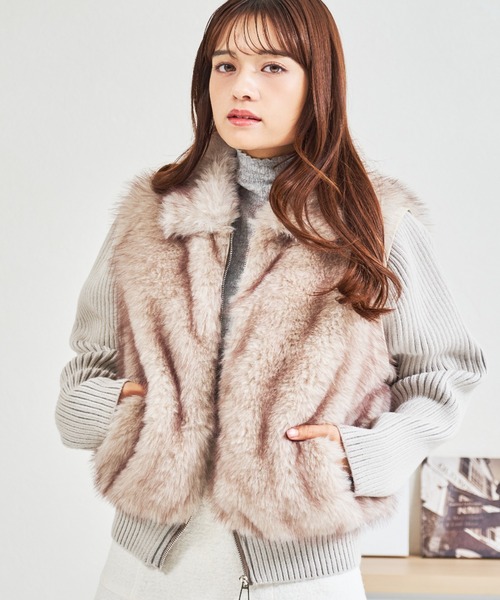 MISCH MASCH（ミッシュマッシュ）の「一部店舗限定 袖取り外しファーベスト（ベスト・レディース・アイボリー/モカ・ﾌﾘ-）」の6枚目の写真