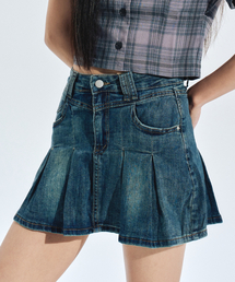 ニキータデニムプリーツスカートパンツ [DEEP DENIM]