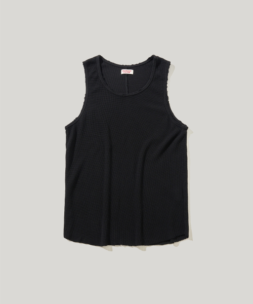RUSTICCLUB(ラスティッククラブ)の「VINTAGE WAFFLE SLEEVELESS_BLACK(Tシャツ/カットソー・レディース・その他・MEDIUM/LARGE)」の1枚目の写真