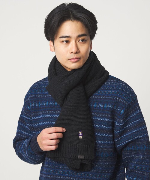 INFIELDER DESIGN(インフィールダーデザイン)の「【別注】<INFIELDER DESIGN>BEAR ニット マフラー(マフラー・メンズ・グレー系/ブラック/ダークブラウン・FREE)」の1枚目の写真