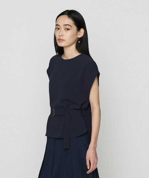 COMME CA(コムサ)の「〔 TALLサイズ 〕 【セットアップ対応】アチェローザダブルクロス ブラウス(シャツ/ブラウス・レディース・ネイビー・13号/15号)」の1枚目の写真