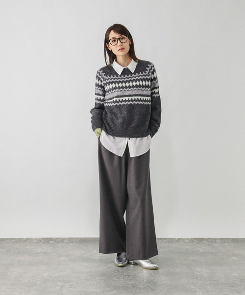 GLOBAL WORK（グローバルワーク）の「フェアアイル柄ニットプルオーバー/606417（ニット/セーター・レディース・ライトベージュ/グレー・LARGE/MEDIUM）」の3枚目の写真