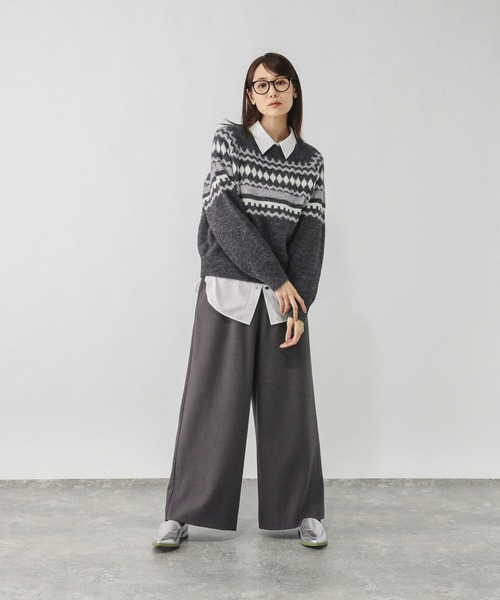 GLOBAL WORK（グローバルワーク）の「フェアアイル柄ニットプルオーバー/606417（ニット/セーター・レディース・ライトベージュ/グレー・LARGE/MEDIUM）」の4枚目の写真