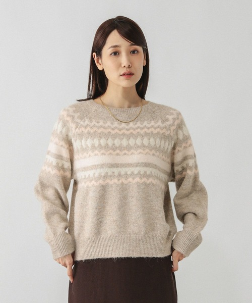 GLOBAL WORK（グローバルワーク）の「フェアアイル柄ニットプルオーバー/606417（ニット/セーター・レディース・ライトベージュ/グレー・LARGE/MEDIUM）」の10枚目の写真