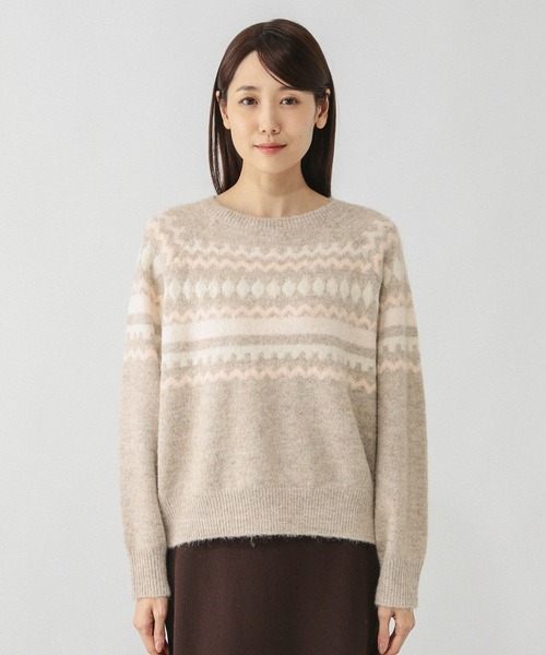 GLOBAL WORK（グローバルワーク）の「フェアアイル柄ニットプルオーバー/606417（ニット/セーター・レディース・ライトベージュ/グレー・LARGE/MEDIUM）」の11枚目の写真