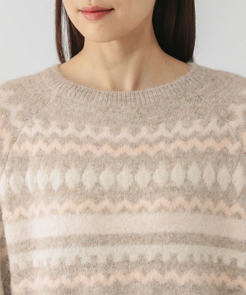 GLOBAL WORK（グローバルワーク）の「フェアアイル柄ニットプルオーバー/606417（ニット/セーター・レディース・ライトベージュ/グレー・LARGE/MEDIUM）」の14枚目の写真