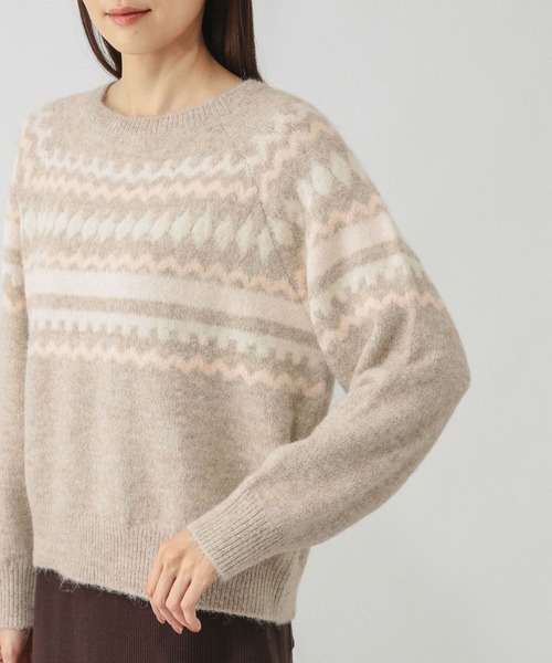 GLOBAL WORK（グローバルワーク）の「フェアアイル柄ニットプルオーバー/606417（ニット/セーター・レディース・ライトベージュ/グレー・LARGE/MEDIUM）」の16枚目の写真