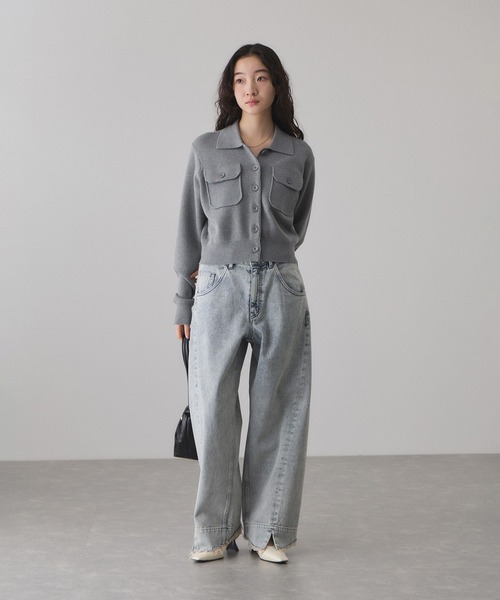 ADAM ET ROPE'（アダムエロペ）の「コットンカシミヤポケットカーディガン（カーディガン/ボレロ・レディース・サックスブルー/レッド系その他2/オフホワイト/グレー・FREE）」の16枚目の写真