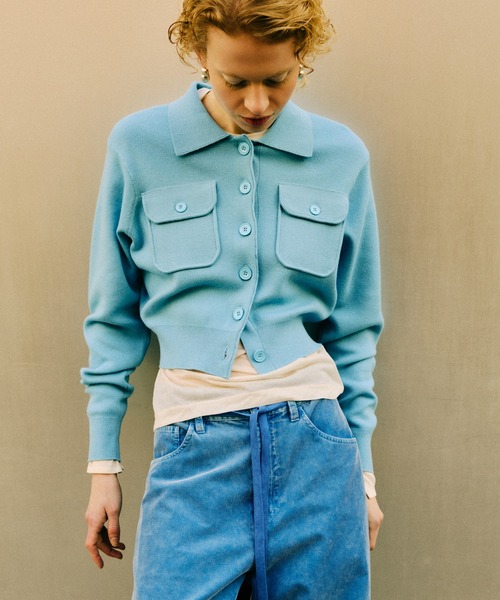 ADAM ET ROPE'（アダムエロペ）の「コットンカシミヤポケットカーディガン（カーディガン/ボレロ・レディース・サックスブルー/レッド系その他2/オフホワイト/グレー・FREE）」の12枚目の写真