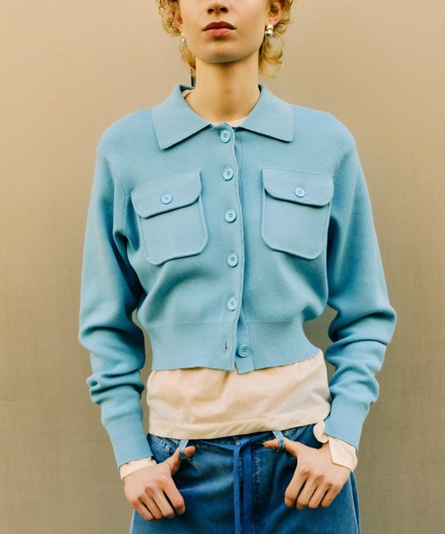 ADAM ET ROPE'（アダムエロペ）の「コットンカシミヤポケットカーディガン（カーディガン/ボレロ・レディース・サックスブルー/レッド系その他2/オフホワイト/グレー・FREE）」の9枚目の写真