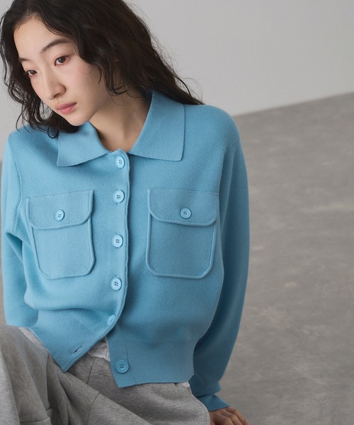 ADAM ET ROPE'（アダムエロペ）の「コットンカシミヤポケットカーディガン（カーディガン/ボレロ・レディース・サックスブルー/レッド系その他2/オフホワイト/グレー・FREE）」の5枚目の写真