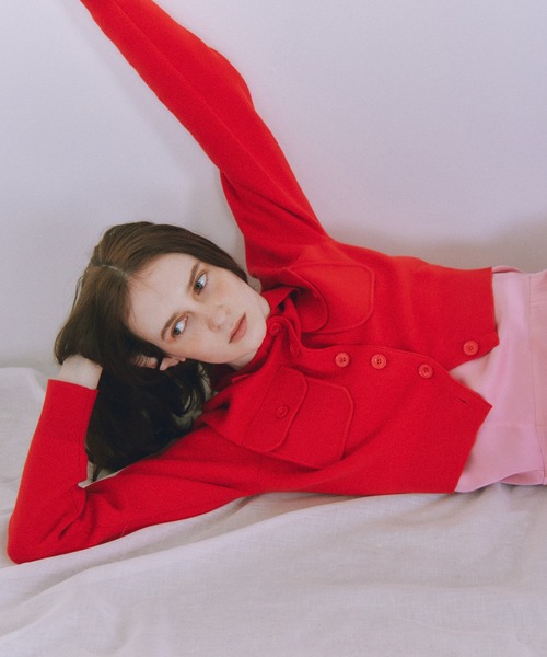 ADAM ET ROPE'（アダムエロペ）の「コットンカシミヤポケットカーディガン（カーディガン/ボレロ・レディース・サックスブルー/レッド系その他2/オフホワイト/グレー・FREE）」の7枚目の写真