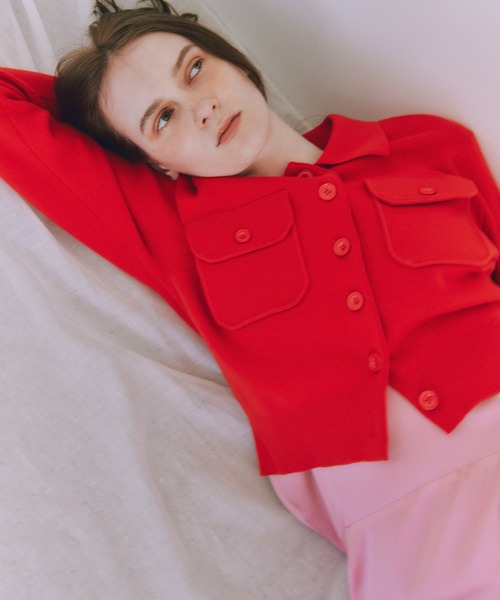 ADAM ET ROPE'（アダムエロペ）の「コットンカシミヤポケットカーディガン（カーディガン/ボレロ・レディース・サックスブルー/レッド系その他2/オフホワイト/グレー・FREE）」の8枚目の写真