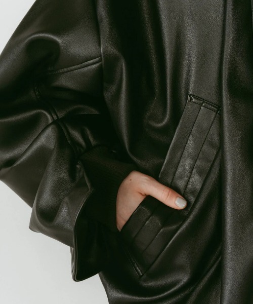 Knuth Marf レザージャケット voluminous leather jacket(unisex)/brown | KNUTH MARF