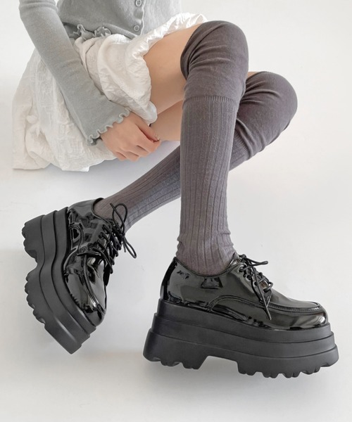 Shoes in Closet（シューズインクローゼット）の「厚底 トリプルソール ボリューム レースアップ シューズ 6437（ドレスシューズ・レディース・ブラック/ブラック系その他・S/M/L/LL）」の2枚目の写真