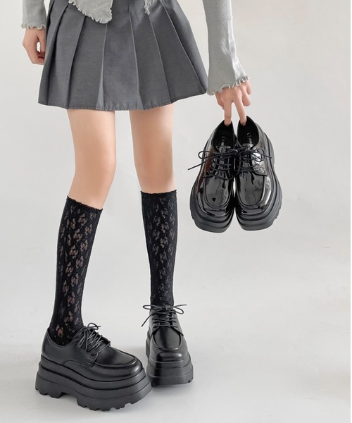 Shoes in Closet（シューズインクローゼット）の「厚底 トリプルソール ボリューム レースアップ シューズ 6437（ドレスシューズ・レディース・ブラック/ブラック系その他・S/M/L/LL）」の19枚目の写真