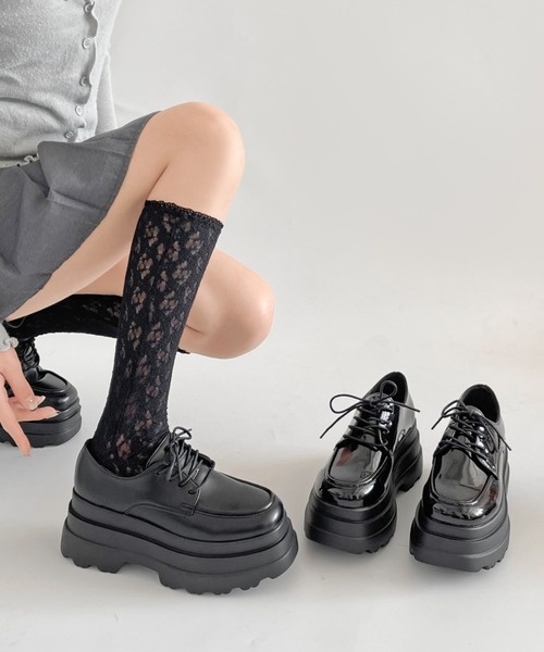 Shoes in Closet（シューズインクローゼット）の「厚底 トリプルソール ボリューム レースアップ シューズ 6437（ドレスシューズ・レディース・ブラック/ブラック系その他・S/M/L/LL）」の20枚目の写真