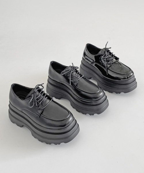 Shoes in Closet（シューズインクローゼット）の「厚底 トリプルソール ボリューム レースアップ シューズ 6437（ドレスシューズ・レディース・ブラック/ブラック系その他・S/M/L/LL）」の21枚目の写真