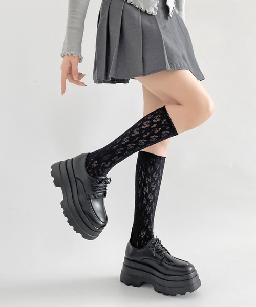 Shoes in Closet（シューズインクローゼット）の「厚底 トリプルソール ボリューム レースアップ シューズ 6437（ドレスシューズ・レディース・ブラック/ブラック系その他・S/M/L/LL）」の4枚目の写真