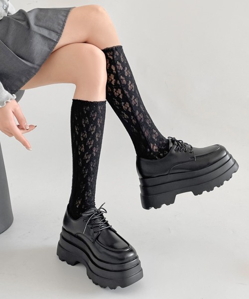 Shoes in Closet（シューズインクローゼット）の「厚底 トリプルソール ボリューム レースアップ シューズ 6437（ドレスシューズ・レディース・ブラック/ブラック系その他・S/M/L/LL）」の7枚目の写真