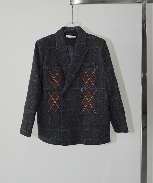 chuclla（チュクラ）の「【YOUYILIN】アーガイルパッチ テーラードジャケット CHYOUW25a008（テーラードジャケット・レディース・ダークグレー・L/M）」の12枚目の写真