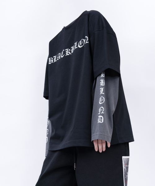 BLACK BLOND(ブラック ブロンド)の「ビビディ クラッシュド ペイツ 半袖Tシャツ (ブラック)(Tシャツ/カットソー・レディース・その他・SMALL/MEDIUM/LARGE/X-LARGE/XX-LARGE/XXX-LARGE)」の8枚目の写真