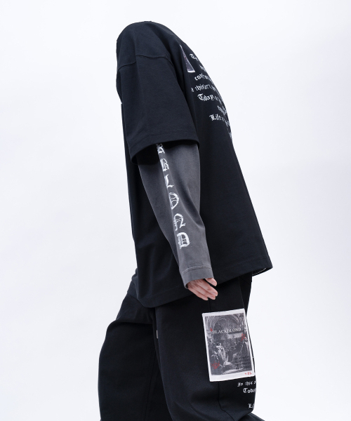 BLACK BLOND(ブラック ブロンド)の「ビビディ クラッシュド ペイツ 半袖Tシャツ (ブラック)(Tシャツ/カットソー・レディース・その他・SMALL/MEDIUM/LARGE/X-LARGE/XX-LARGE/XXX-LARGE)」の5枚目の写真