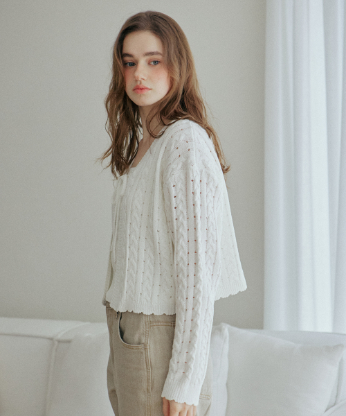 YUPPE（ヨッペ）の「LACE RIBBON CARDIGAN_IVORY（カーディガン/ボレロ・レディース・その他・FREE）」の3枚目の写真