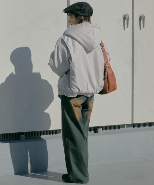 Chick（チック）の「Faux Fur Padded Jacket / 中綿入り マウンテンカービング ワークジャケット（ダウンジャケット/コート・レディース・ブラック/ライトグレー・FREE）」の20枚目の写真