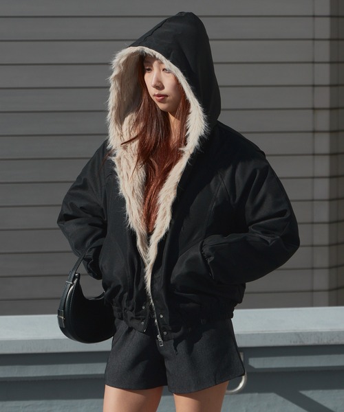 セール】Faux Fur Padded Jacket / 中綿入り マウンテンカービング