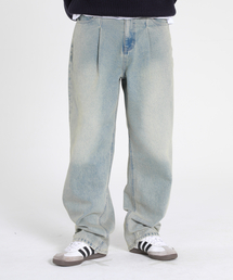 ESN（イーエスエヌ）の「ウォッシュドワンタックテーパードデニムグリーンブルー（デニムパンツ）」