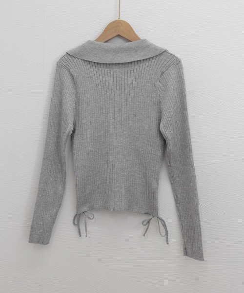 Miniministore(ミニミニストア)の「ポロニットドローストリングリブニット薄手(ニット/セーター・レディース・ライトグレー/ブラック系1/ブラック/オリーブ/ブラウン/ホワイト・FREE)」の20枚目の写真
