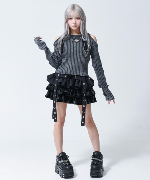 REFLEM オーバルロゴクロップリブニット チャコールグレー REFLEM/レフレム』オーバルロゴクロップリブニット（ニット/セーター