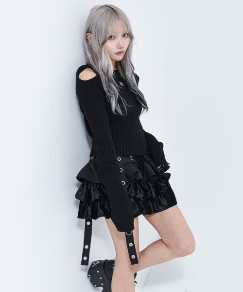 REFLEM(レフレム)の「『REFLEM/レフレム』オーバルロゴクロップリブニット(ニット/セーター・レディース・ブラック/チャコールグレー・FREE)」の9枚目の写真