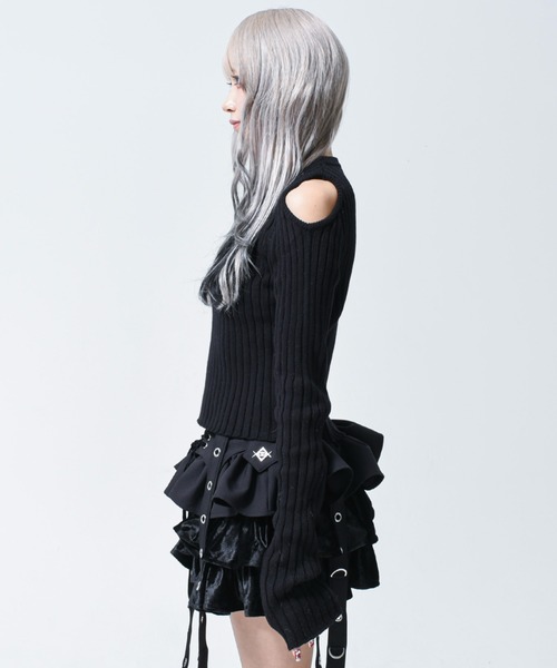 REFLEM(レフレム)の「『REFLEM/レフレム』オーバルロゴクロップリブニット(ニット/セーター・レディース・ブラック/チャコールグレー・FREE)」の7枚目の写真