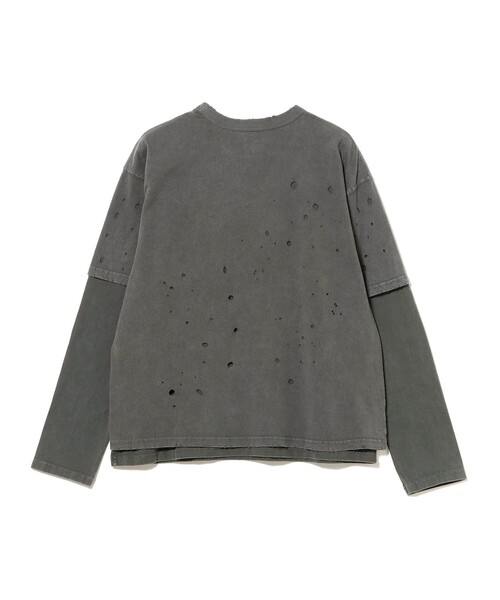 BEAMS（ビームス）の「レイヤード ダメージ Tシャツ（Tシャツ/カットソー・メンズ・ライトグレー/ブラック・L/M/S/XL）」の4枚目の写真