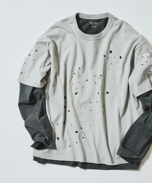 BEAMS（ビームス）の「レイヤード ダメージ Tシャツ（Tシャツ/カットソー・メンズ・ライトグレー/ブラック・L/M/S/XL）」の8枚目の写真