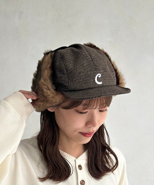 CPCM(シーピーシーエム)の「ツバ付きフライトキャップ(キャップ・メンズ・ブラック/ブラウン・FREE)」の2枚目の写真