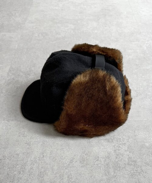 CPCM(シーピーシーエム)の「ツバ付きフライトキャップ(キャップ・メンズ・ブラック/ブラウン・FREE)」の4枚目の写真