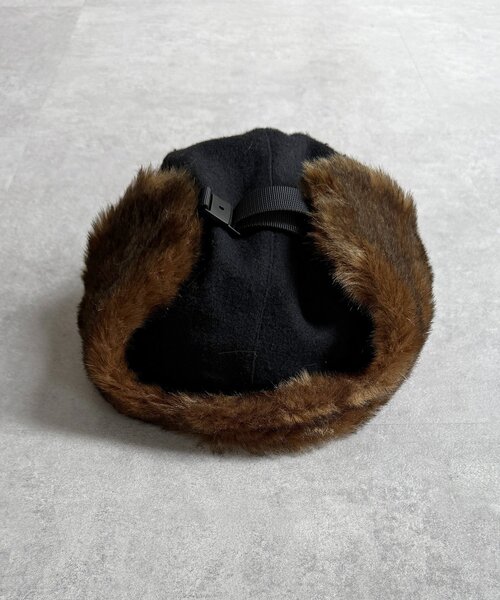 CPCM(シーピーシーエム)の「ツバ付きフライトキャップ(キャップ・メンズ・ブラック/ブラウン・FREE)」の5枚目の写真