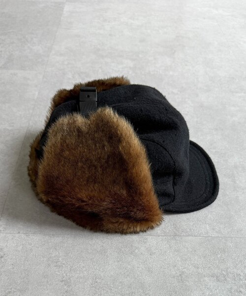 CPCM(シーピーシーエム)の「ツバ付きフライトキャップ(キャップ・メンズ・ブラック/ブラウン・FREE)」の6枚目の写真