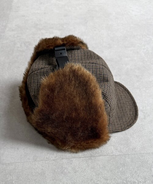 CPCM(シーピーシーエム)の「ツバ付きフライトキャップ(キャップ・メンズ・ブラック/ブラウン・FREE)」の13枚目の写真