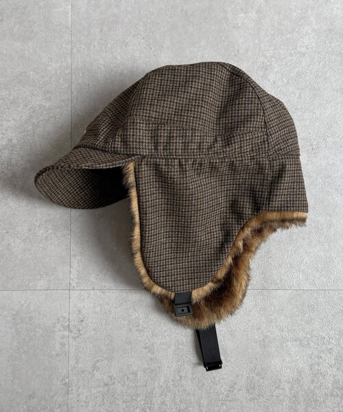 CPCM(シーピーシーエム)の「ツバ付きフライトキャップ(キャップ・メンズ・ブラック/ブラウン・FREE)」の14枚目の写真