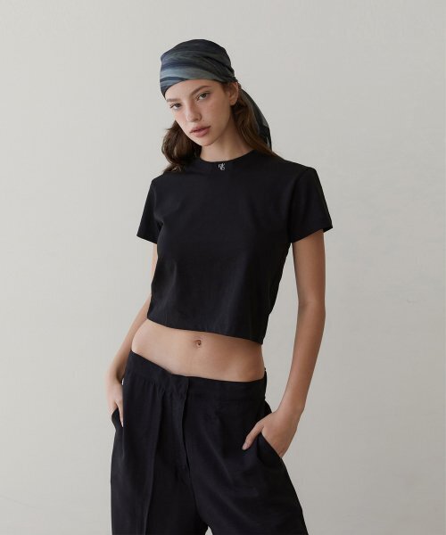 REVOIRSIS(ルヴォアシス)の「needlework crop t-shirt black(Tシャツ/カットソー・レディース・ブラック・FREE)」の2枚目の写真