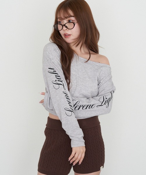 RAY CASSIN（レイカズン）の「ワンショルロゴロンT（Tシャツ/カットソー・レディース・ブラック系その他2/ホワイト/ベージュ/グレー・FREE）」の20枚目の写真